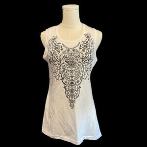 White Rhinestone Embellished Tank Top